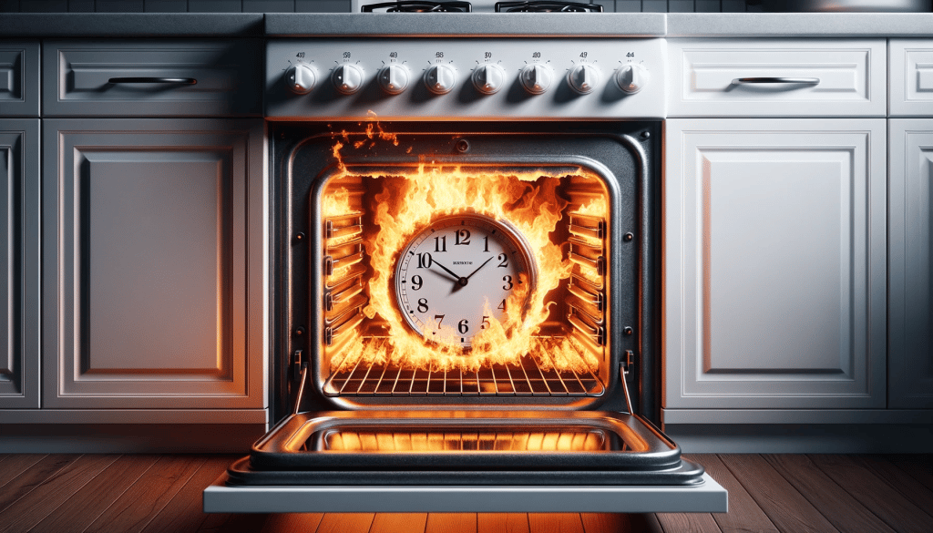 burning clock in the oven that need a repair