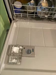 traces of detergent in the dispenser